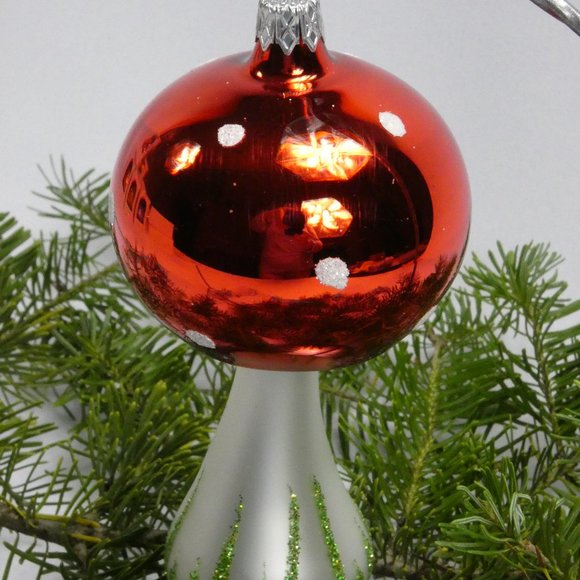 POLISH GALLERY Christmas Ornament Classic Red Mushroom, Mouth Blown 6" Glass - Picture 4 of 5